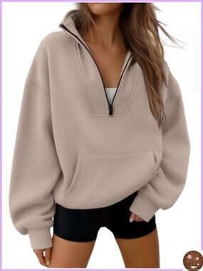Women's Quarter Zip Pullover Sweatshirt Half Zip Fleece Casual Athletic Top